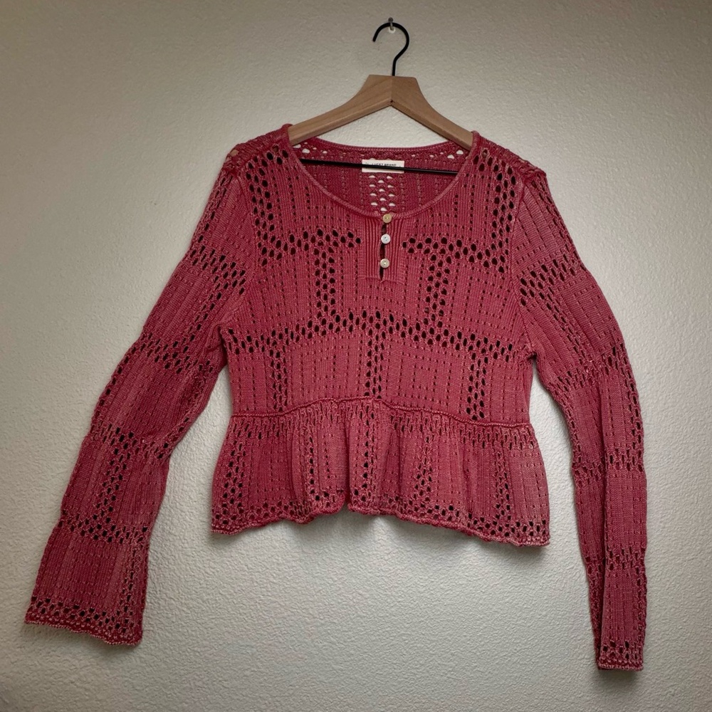 Lucky Brand Rose Knit Buttoned Sweater